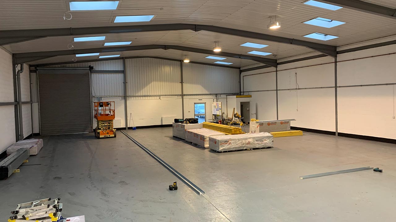 Build phase — the stripped commercial shell before works