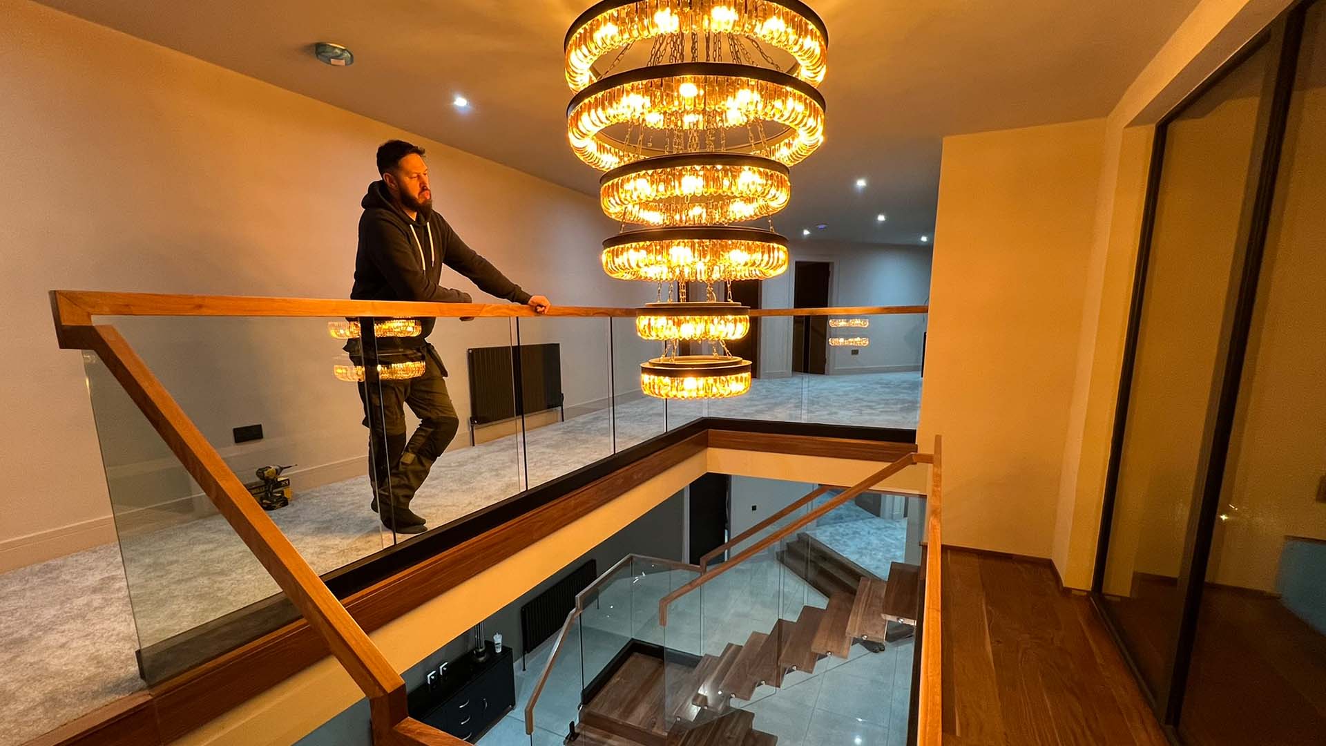 Private Residence, South Lanarkshire — staircase with glass balustrade